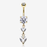 Golden Elegant Double Hearts Belly Button Ring