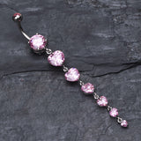 Detail View 2 of Enchanting Heart Cascade Belly Ring-Pink
