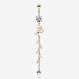 Golden Butterfly Gem Sparkle Belly Button Ring