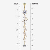 Detail View 1 of Golden Butterfly Gem Sparkle Belly Button Ring-Clear Gem