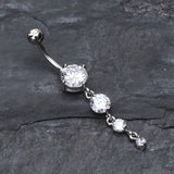 Detail View 2 of Brilliant Gem Cascade Belly Ring-Clear Gem