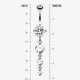 Detail View 1 of Brilliant Gem Cascade Belly Ring-Clear Gem
