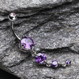 Detail View 2 of Brilliant Gem Cascade Belly Ring-Tanzanite