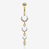 Golden Brilliant Gem Cascade Belly Button Ring