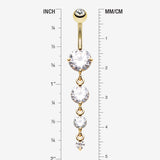 Detail View 1 of Golden Brilliant Gem Cascade Belly Button Ring-Clear Gem