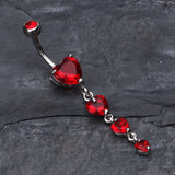 Detail View 2 of Brilliant Heart Cascade Belly Ring-Red