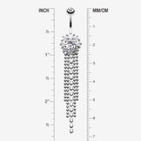 Detail View 1 of Exquisite Bedazzled Cascading Belly Button Ring-Clear Gem
