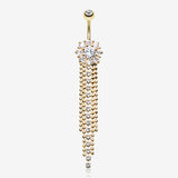 Golden Exquisite Bedazzled Cascading Belly Button Ring