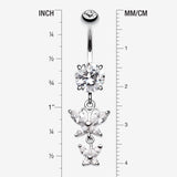 Detail View 1 of Butterfly Besties Belly Button Ring-Clear Gem