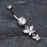 Detail View 2 of Butterfly Besties Belly Button Ring-Clear Gem