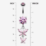 Detail View 1 of Butterfly Besties Belly Button Ring-Pink