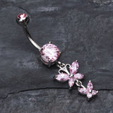 Detail View 2 of Butterfly Besties Belly Button Ring-Pink