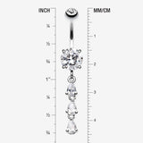 Detail View 1 of Sweet Cascading Gems Belly Button Ring-Clear Gem