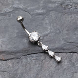 Detail View 2 of Sweet Cascading Gems Belly Button Ring-Clear Gem