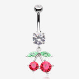 Luscious Cherry Sparkle Belly Button Ring