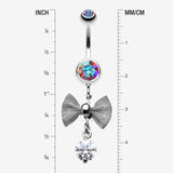 Detail View 1 of Dainty Bow Gem Sparkle Belly Ring-Aurora Borealis