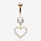 Golden Luscious Hollow Heart Sparkle Splendid Belly Button Ring