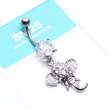 Detail View 4 of Shri Ganesha Elephant Belly Button Ring-Clear Gem