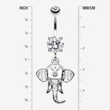 Detail View 1 of Shri Ganesha Elephant Belly Button Ring-Clear Gem