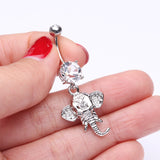 Detail View 3 of Shri Ganesha Elephant Belly Button Ring-Clear Gem