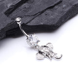 Detail View 2 of Shri Ganesha Elephant Belly Button Ring-Clear Gem