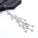 Detail View 2 of Majestic Chandelier Belly Ring-Clear Gem