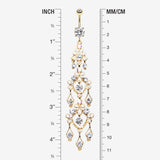 Detail View 1 of Golden Majestic Chandelier Belly Button Ring-Clear Gem