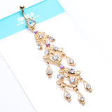 Detail View 4 of Golden Majestic Chandelier Belly Button Ring-Clear Gem