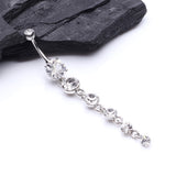 Detail View 2 of Crystalline Droplets Fall Belly Button Ring-Clear Gem