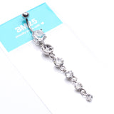 Detail View 4 of Crystalline Droplets Fall Belly Button Ring-Clear Gem