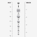 Detail View 1 of Crystalline Droplets Fall Belly Button Ring-Clear Gem