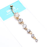 Detail View 4 of Golden Crystalline Droplets Fall Belly Button Ring-Clear Gem
