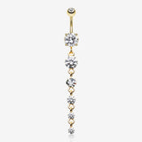 Golden Crystalline Droplets Fall Belly Button Ring