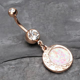 Detail View 2 of Rose Gold Opal Eclipse Moonshine Belly Button Ring-Clear Gem/White