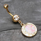 Detail View 2 of Golden Opal Eclipse Moonshine Belly Button Ring-Clear Gem/White
