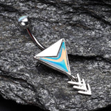 Detail View 2 of Arrow Chic Iridescent Belly Button Ring-Rainbow/Multi-Color