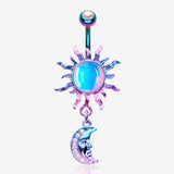 Colorline Iridescent Revo Blazing Sun Sparkle Moon Belly Button Ring