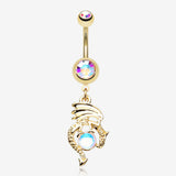 Golden Dragon Legend Iridescent Revo Orb Belly Button Ring