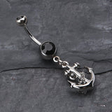 Detail View 2 of Classic Anchor Dangle Belly Ring-Black