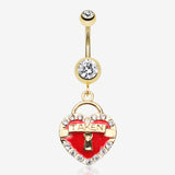 Golden Heart Lock Sparkle Belly Ring