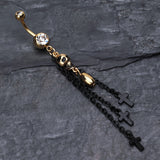 Detail View 2 of Skull Bullet Cross Belly Ring-Clear Gem