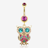 Golden Owl Sparkle Belly Ring