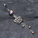 Detail View 2 of Royal Crown Sparkle Belly Ring-Aurora Borealis