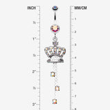 Detail View 1 of Royal Crown Sparkle Belly Ring-Aurora Borealis