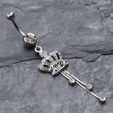 Detail View 2 of Royal Crown Sparkle Belly Ring-Clear Gem
