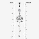 Detail View 1 of Royal Crown Sparkle Belly Ring-Clear Gem