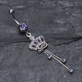 Detail View 2 of Royal Crown Sparkle Belly Ring-Tanzanite