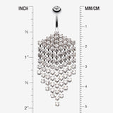 Detail View 1 of Shimmering Chandelier Drape Belly Ring-Clear Gem