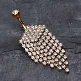Detail View 2 of Shimmering Golden Array Belly Button Ring-Clear Gem