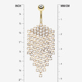 Detail View 1 of Shimmering Golden Array Belly Button Ring-Clear Gem